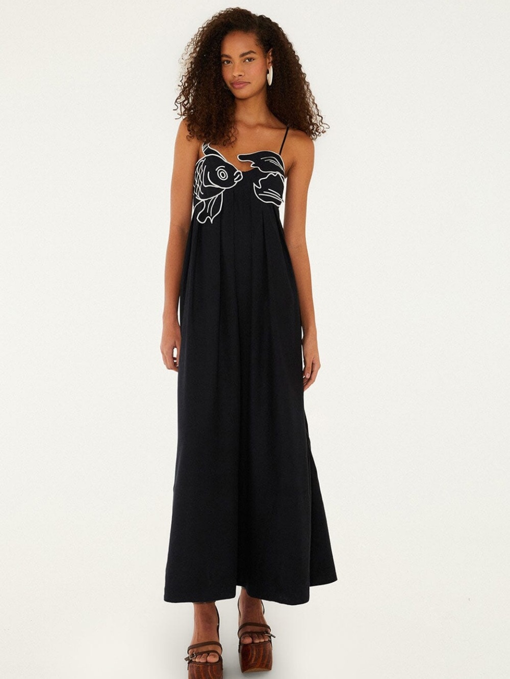 NWT Farm Rio Black Fish Maxi Dress Size S